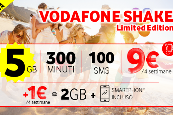 Vodafone Shake Limited Edition a 9€ al mese
